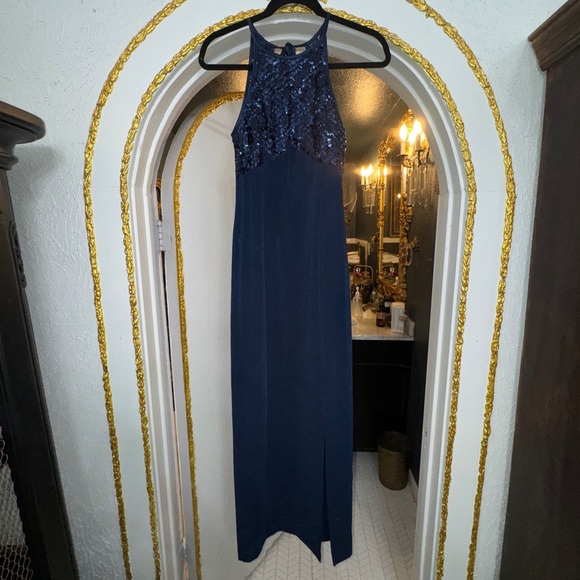 Betsy & Adam Navy Sequin Gown Size 3/4 Betsy & Adam Navy Sequin Gown Size 3/4